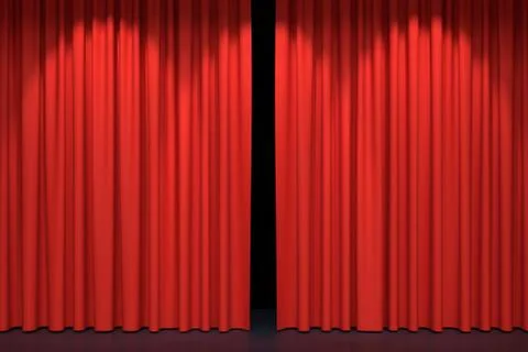 Red stage curtains Stock Illustration