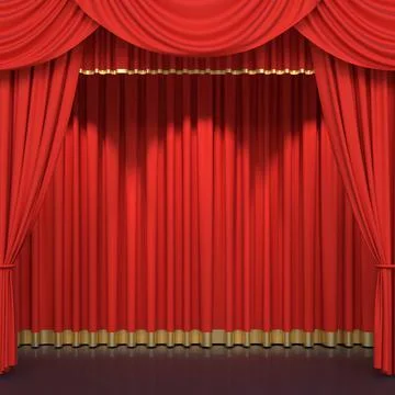 Red stage curtains Illustrazione stock