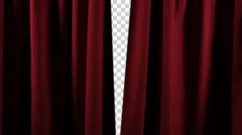 Red stage curtains opening over an alpha channel. Great for presentation Video stock 42074971