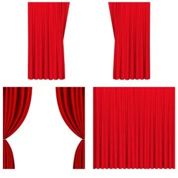 Red stage curtains set Stock Illustration