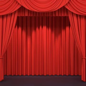 Red stage curtains stage background 3D illustration Stock Illustration