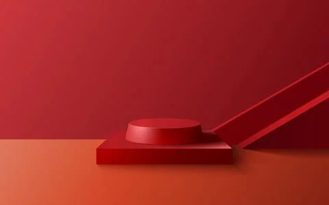 Red stage podium, Stage Podium Scene with for Award, Decor element background Stock Illustration