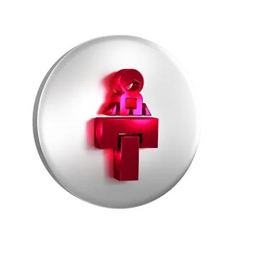 Red Stage stand or debate podium rostrum icon isolated on transparent backg.. Stock Illustration