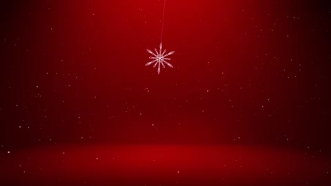 Red stage with swinging snowflake seamless loop copy space background Vídeo Stock 339716636