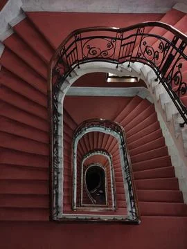 Red staircase Stock Photos