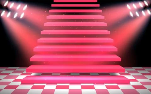 Red staircase with spotlight on the floor Stock-Illustration