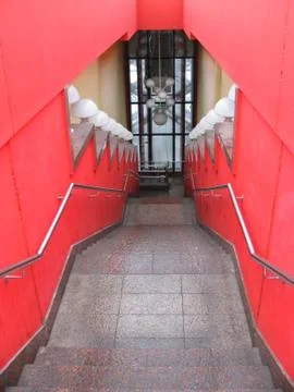 Red stairs Stock Photos
