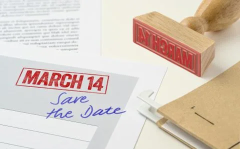 A red stamp on a document - March 14 Stock Photos