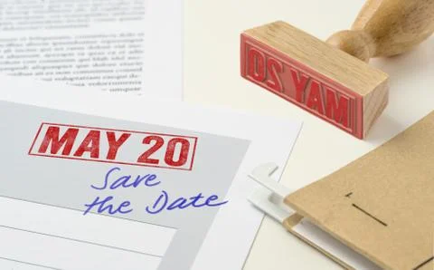 A red stamp on a document - May 20 Stock Photos