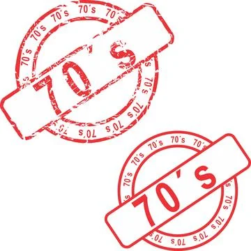 Red stamp sticker with 70s text set Stock Illustration