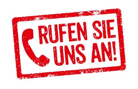 Red Stamp on a white background - Call us - Rufen Sie uns an (German) Иллюстрация