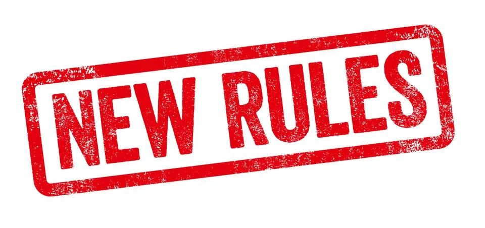 A red stamp on a white background - New Rules Stock Illustration