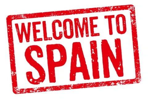 Red stamp on a white background - Welcome to Spain Иллюстрация