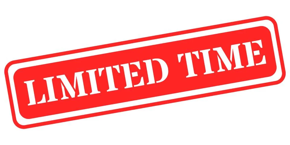 Red stamp with white text announcing limited time offer Stock Illustration