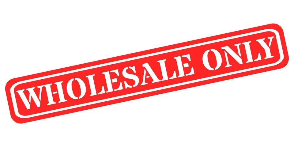 Red stamp with white text announcing wholesale only business transactions Stock Illustration