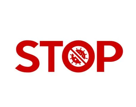 Red standard font bold STOP word on white background Stock Illustration