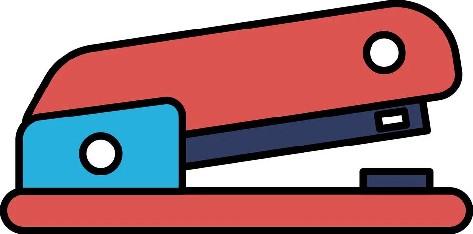 A red stapler with a blue handle Stock Illustration