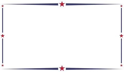 Red Star and Blue Line Decorative Border Frame with White Space Stock Illustration