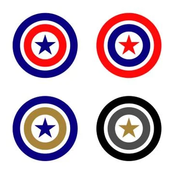 Red Star and Circle Shield Logo Template Illustration Design. Vector EPS 10. イラスト素材