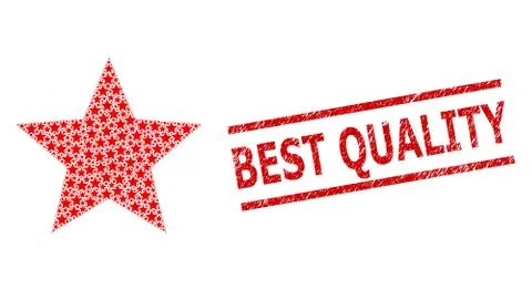 Red Star Composition of Red Star Items and Scratched Best Quality Seal Illustrazione stock