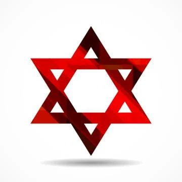 Red Star of David icon isolated on white background. Religious symbol. Vector Stock Illustration