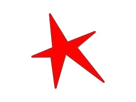 Red star doodle drawing on white background, Red star with dark border vector Stock Illustration