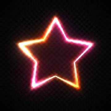 Red star frame on dark transparent background. Stock Illustration