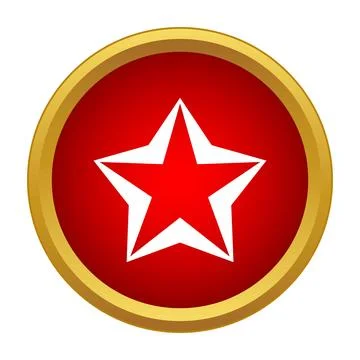 Red star icon inside gold circle button Stock Illustration
