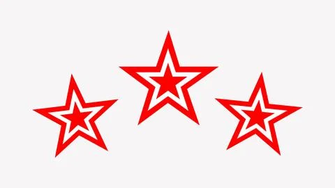 Red star icon on white background.Three stars Illustrazione stock