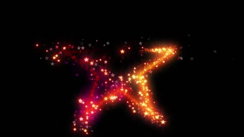 Red star light streak trail particle animation Stock Footage 149042589