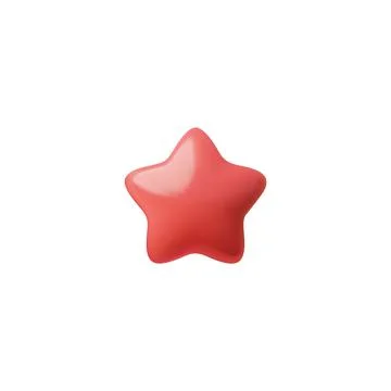 Red star realistic 3d design vector icon, volumetric glossy rating or award star Stock Illustration