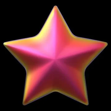 Red star realistic 3D vector design, iridescent chrome space galaxy emoji Stock Illustration