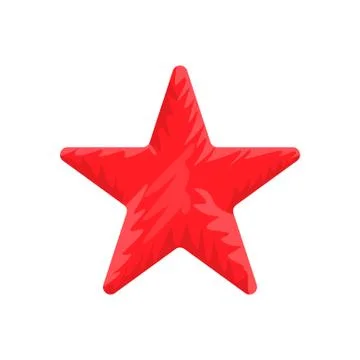 Red Star shape with hand drawn style. Solid and flat color vector illustration. 库存插图
