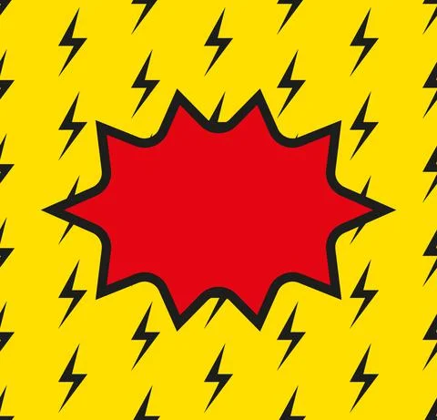 Red star shape information frame on lightnings seamless pattern 스톡 일러스트