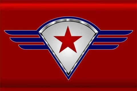 Red star on the winged shield Stock Illustration