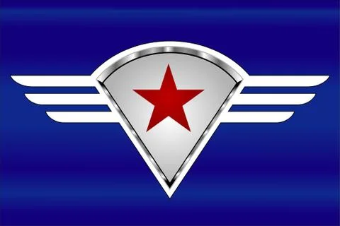 Red star on the winged shield Stock Illustration