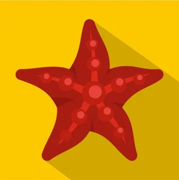 Red starfish icon, flat style 스톡 일러스트