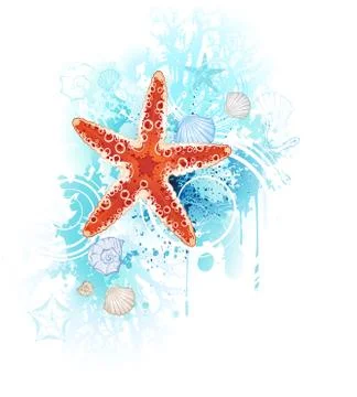 Red starfish. Stock Illustration