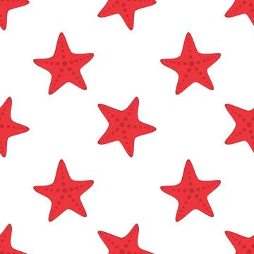 Red starfish seamless pattern. Vector illustration. Stock Illustration