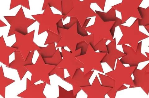 RED Stars pattern isolated on white background. 3D rendering. Stock Illustration