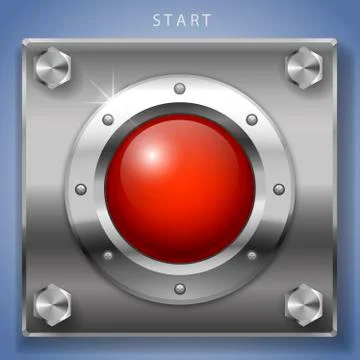 Red start button ignition Stock Illustration