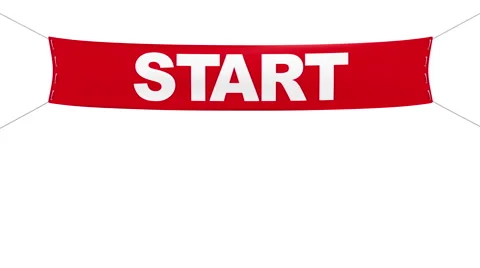 A red starting line banner attached with ropes. Stock Footage 47067986