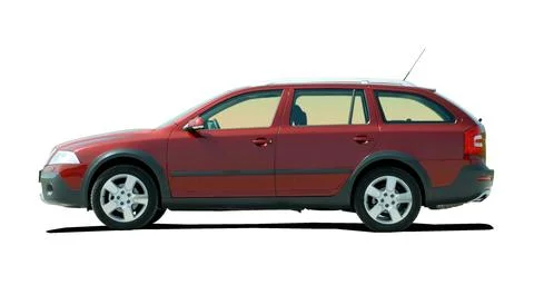 Red station wagon Fotos Stock