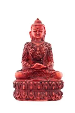 Red statue of budha front Stock Photos