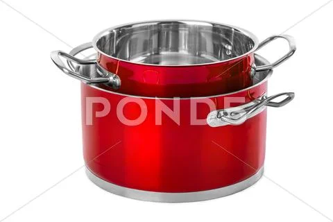 Red steel pans Stock Photos