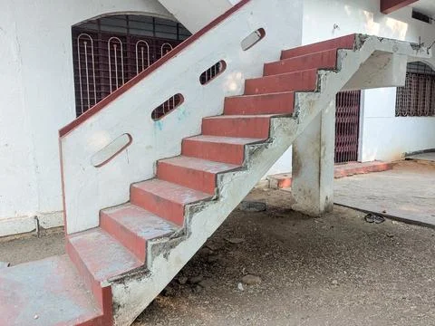 Red Steps in Architectural Design – Modern Staircase Stock Photo Stock Photos