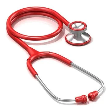 Red stethoscope, 3D Red stethoscope, 3D render illustration, isolated on a... 写真素材
