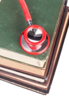 Red Stethoscope on Books Stock Photos