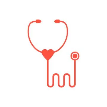 Red stethoscope icon isolated on white background Stock Illustration