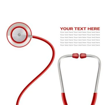 Red Stethoscope Isolated On A White Background. Realistic Vector Illustration. Stock Illustration